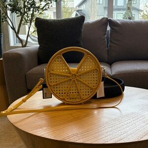 Kate Spade lemon rafia handbag